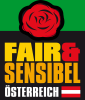 Квадратные поля: в верхней части график : красная
роза на зеленой основе. Под этим на черной основе текст. Fair & Sensibel Австрии с
зелеными- оранжевыми-белыми цветами. Рядов с этим австрийский флаг с его политрами.